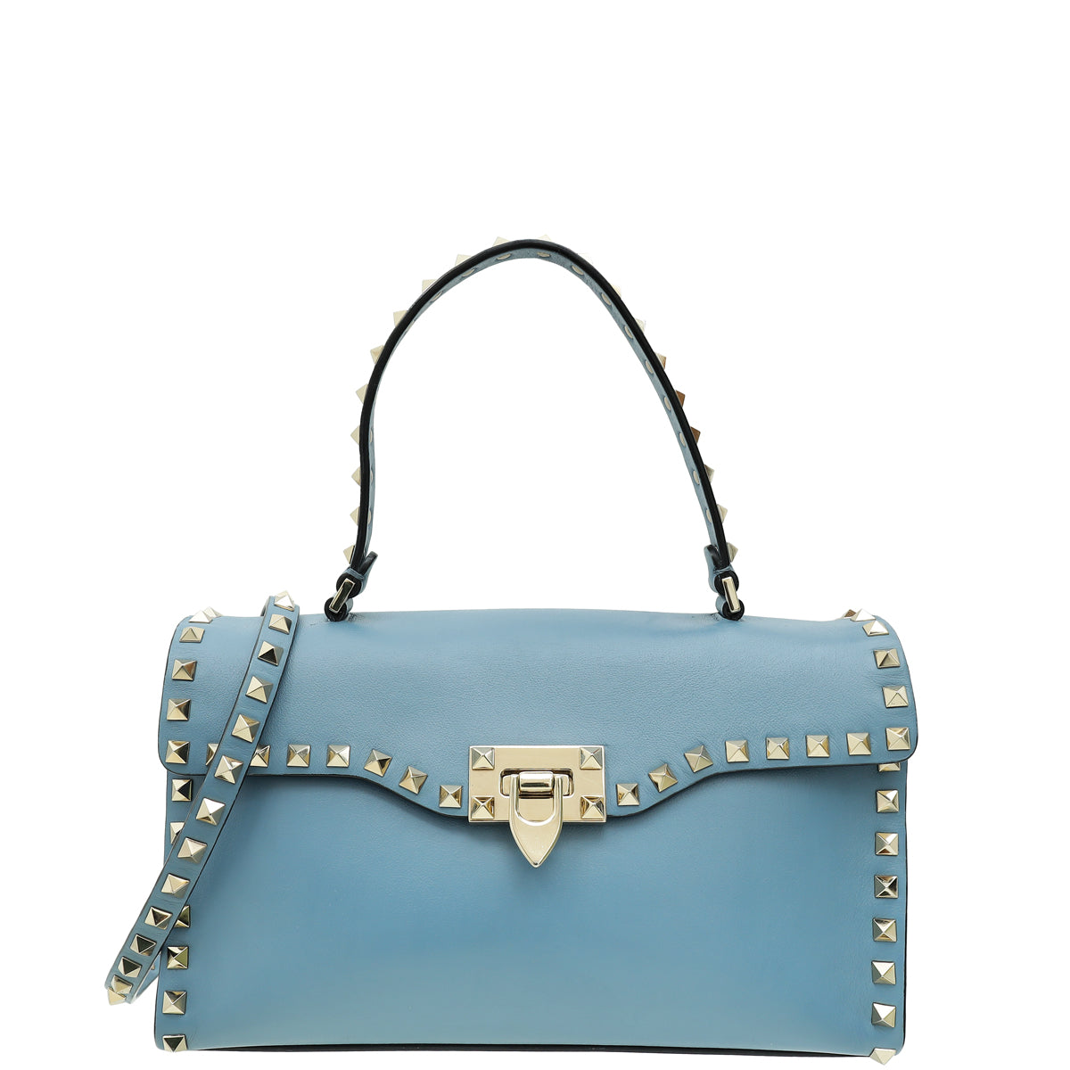 Valentino Blue Rockstud Single Handle Flap Bag-Valentino-THE CLOSET
