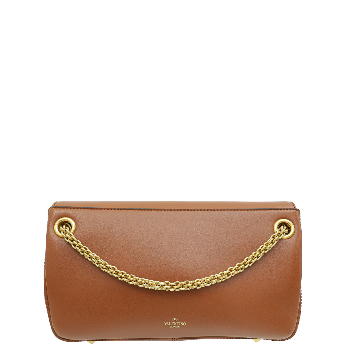 Valentino Brown Stud Sign Shoulder Bag-Valentino-THE CLOSET