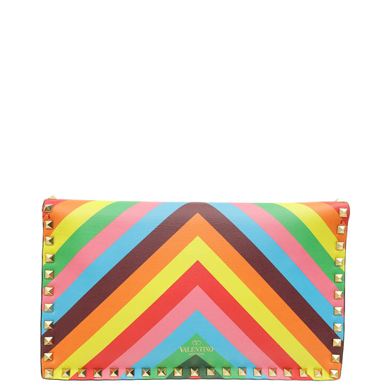 Valentino Multicolor Native Couture Rockstud Clutch