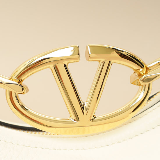 Valentino Ivory VLogo Moon Medium Hobo Bag W/ Chain-Valentino-THE CLOSET