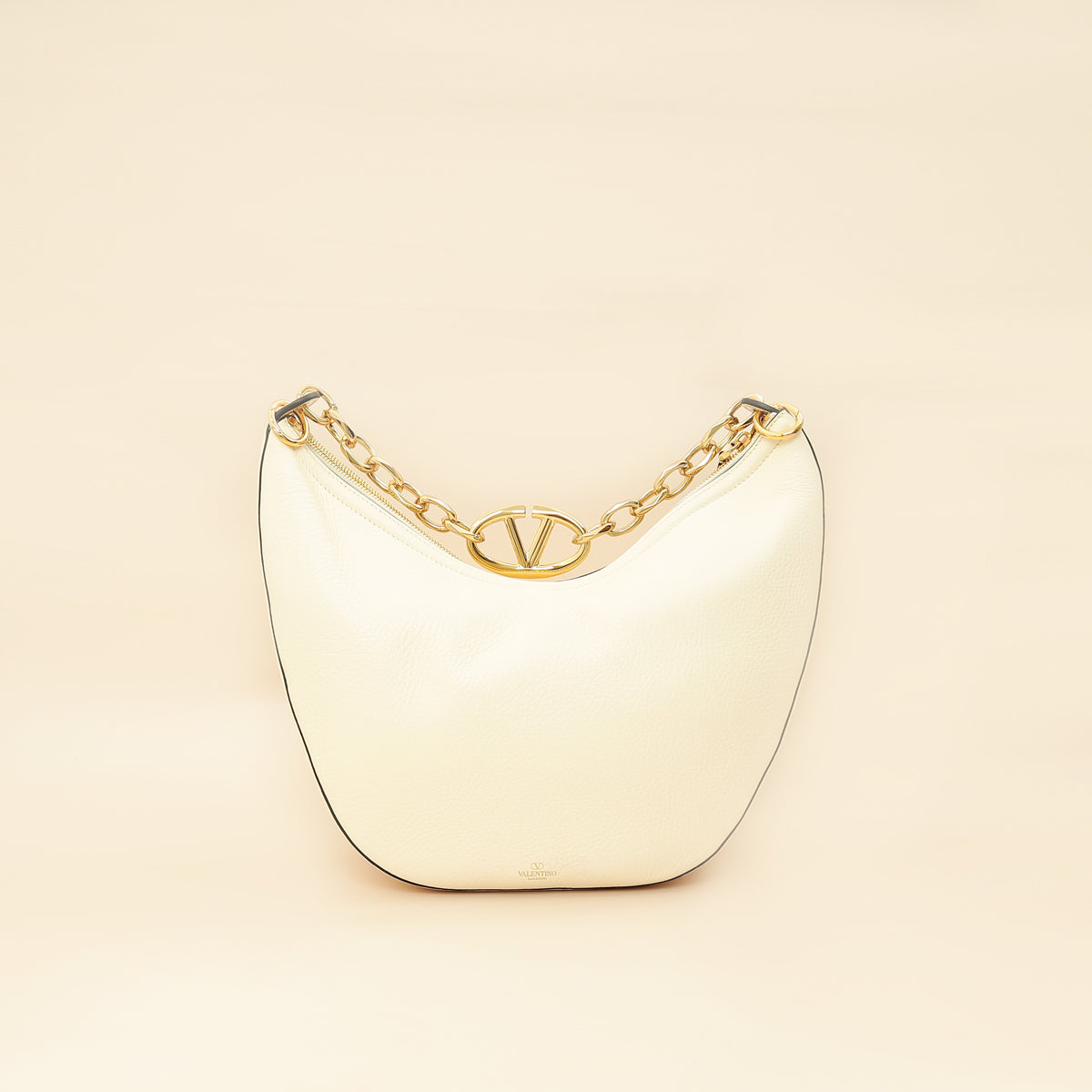 Valentino Ivory VLogo Moon Medium Hobo Bag W/ Chain-Valentino-THE CLOSET