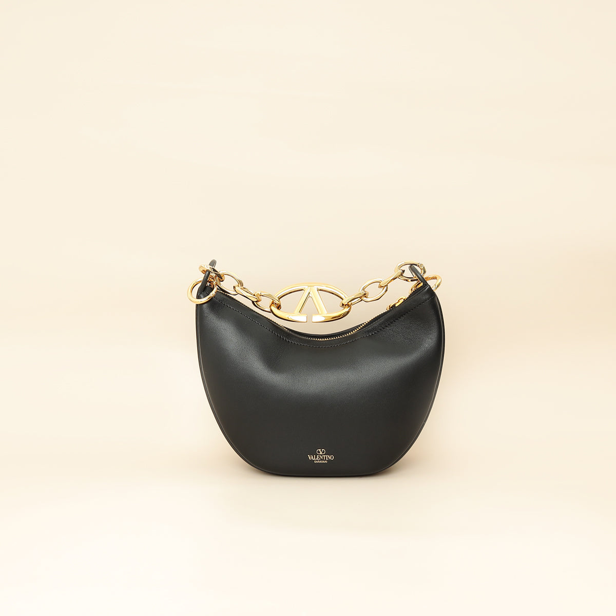Valentino Black VLogo Moon Mini Hobo Bag W/ Chain-Valentino-THE CLOSET