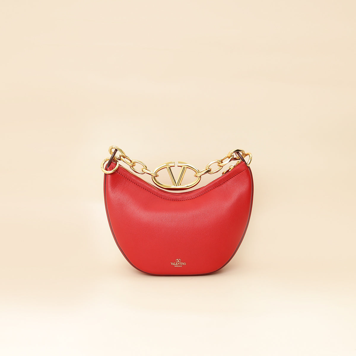 Valentino Red VLogo Moon Mini Hobo Bag W/ Chain-Valentino-THE CLOSET