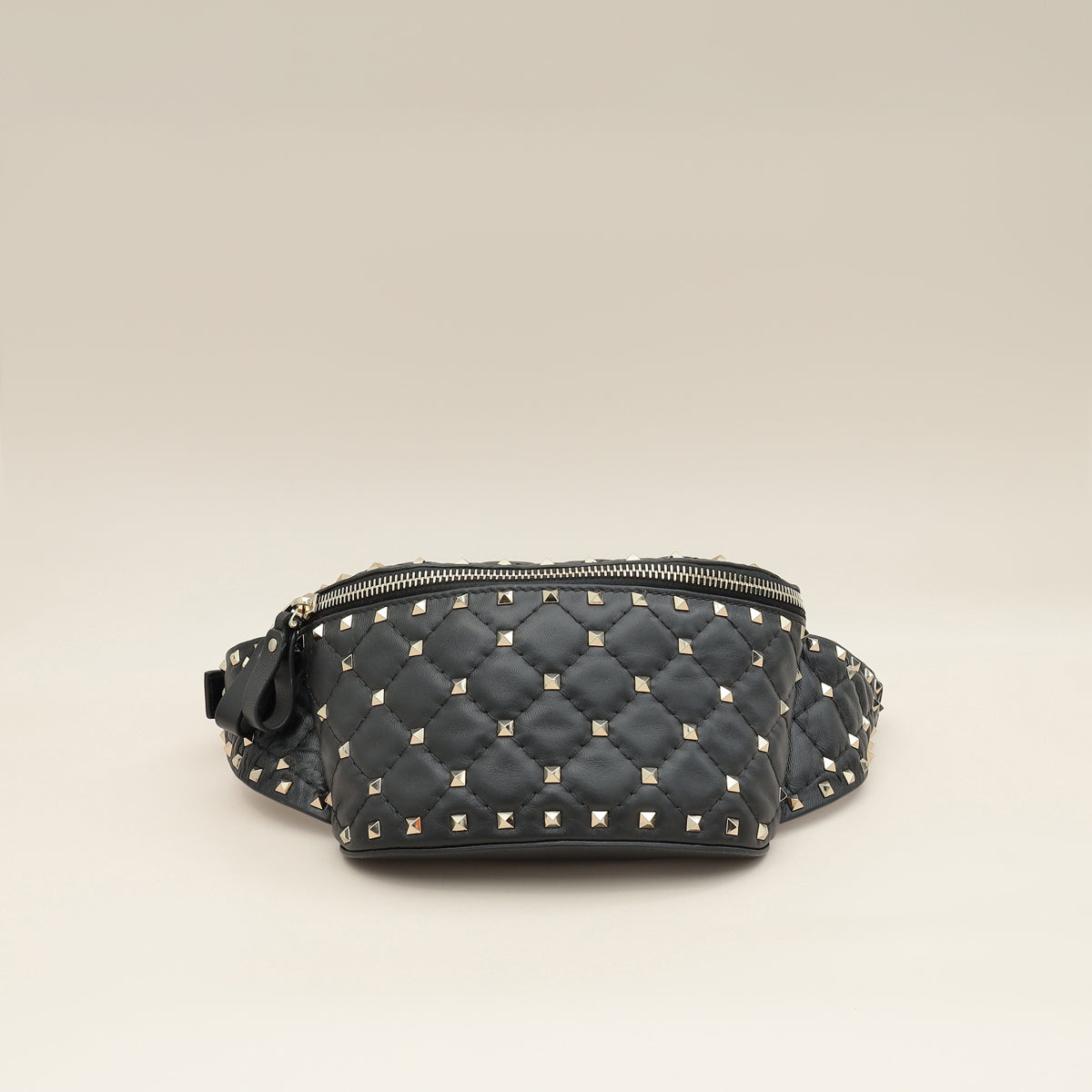 Valentino Black Rockstud Spike Belt Bag-Valentino-THE CLOSET