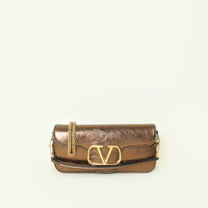 Valentino Bronze Logo VLogo Flap Convertible Chain Bag