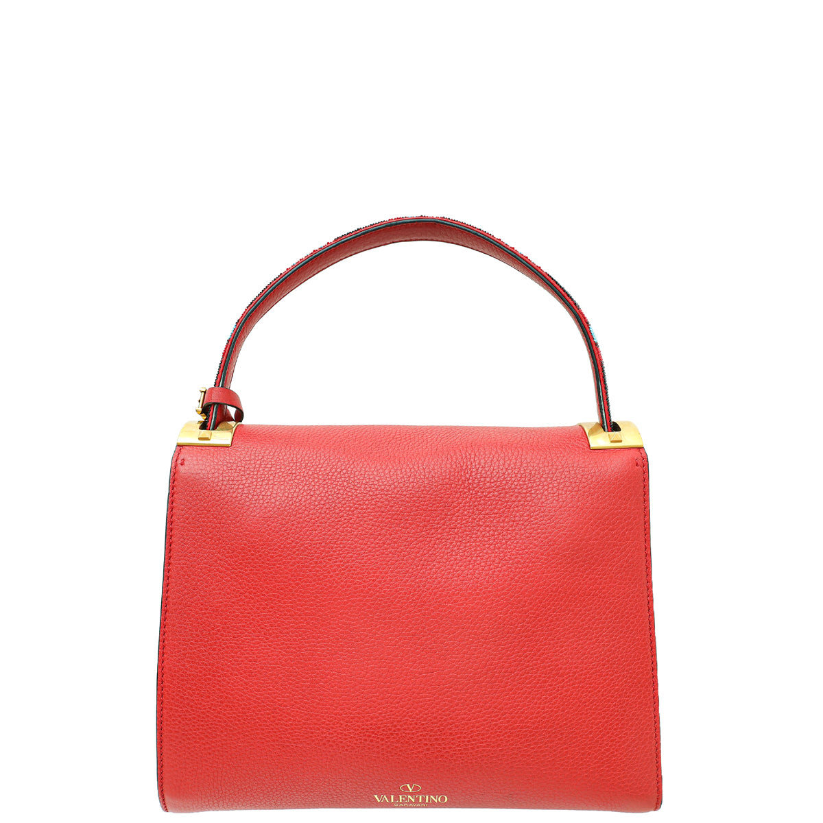 Valentino Red My Rockstud Single Handle Beaded Frame Medium Bag