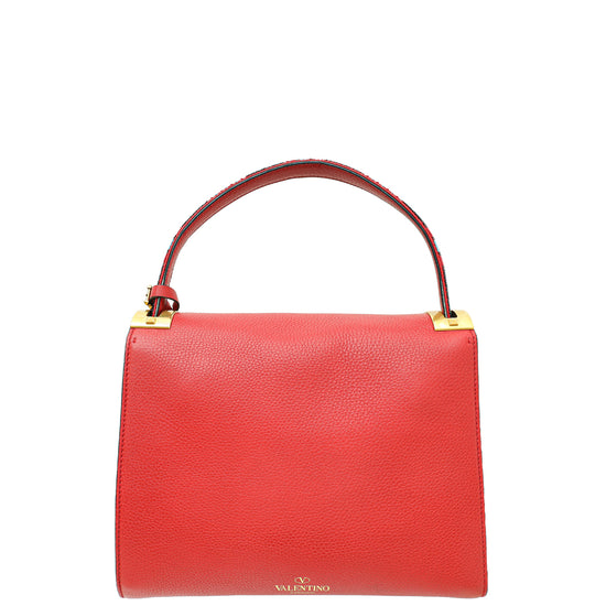 Valentino Red My Rockstud One Handle Beaded Frame Medium Bag