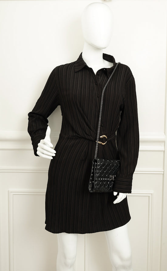 Valentino Black Rockstud Spike Chain Clutch Bag-Valentino-THE CLOSET