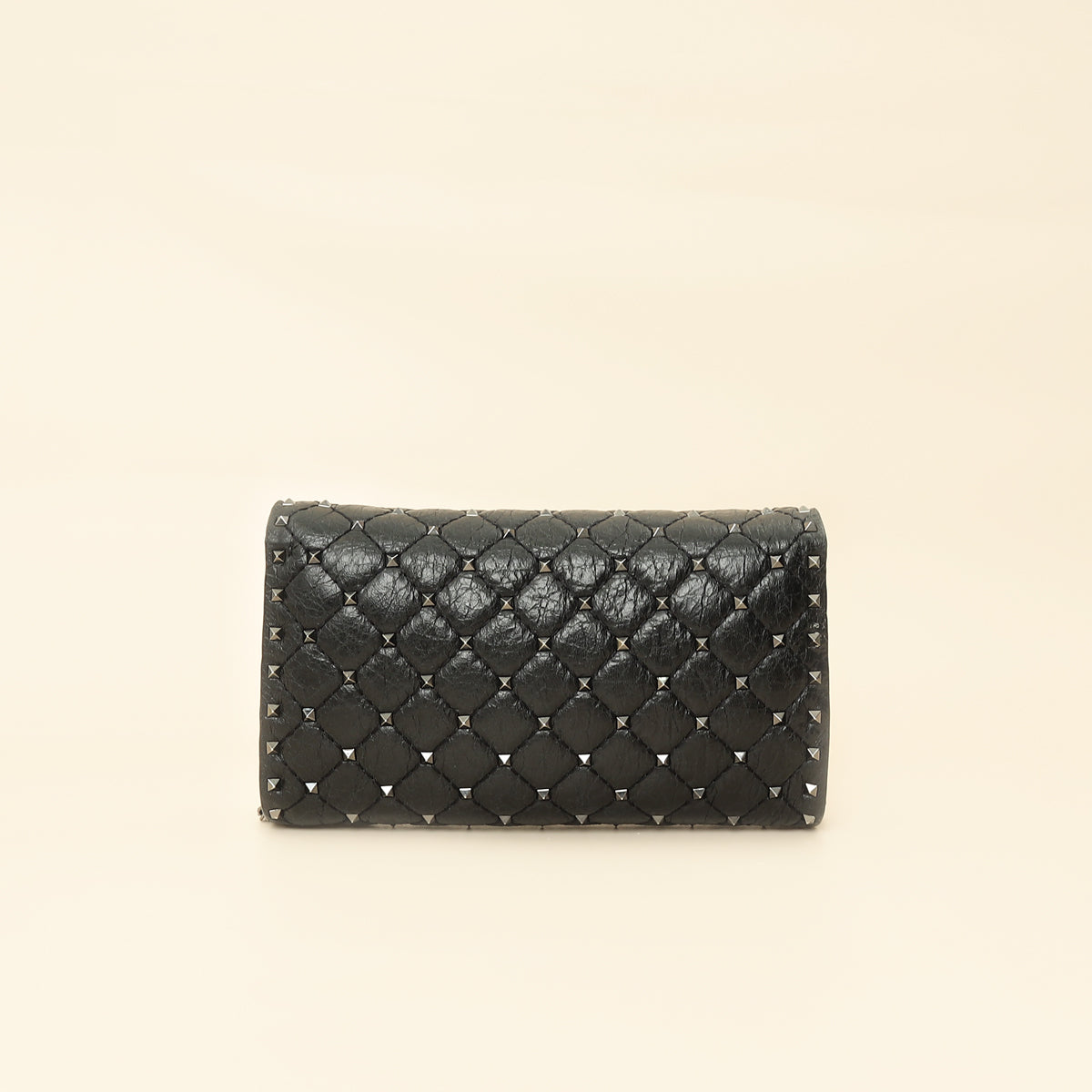 Valentino Black Rockstud Spike Chain Clutch Bag-Valentino-THE CLOSET