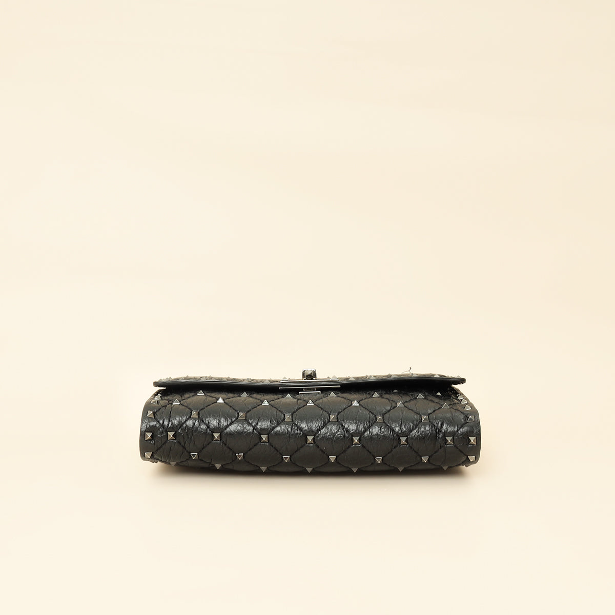 Valentino Black Rockstud Spike Chain Clutch Bag-Valentino-THE CLOSET