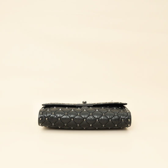 Valentino Black Rockstud Spike Chain Clutch Bag-Valentino-THE CLOSET