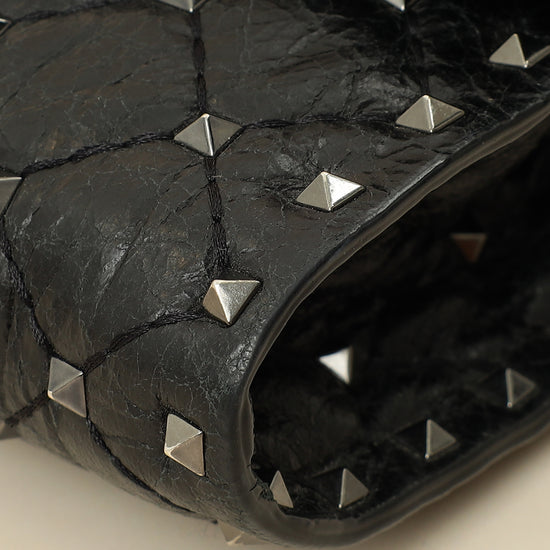 Valentino Black Rockstud Spike Chain Clutch Bag-Valentino-THE CLOSET