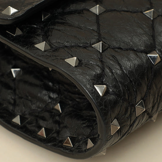 Valentino Black Rockstud Spike Chain Clutch Bag-Valentino-THE CLOSET