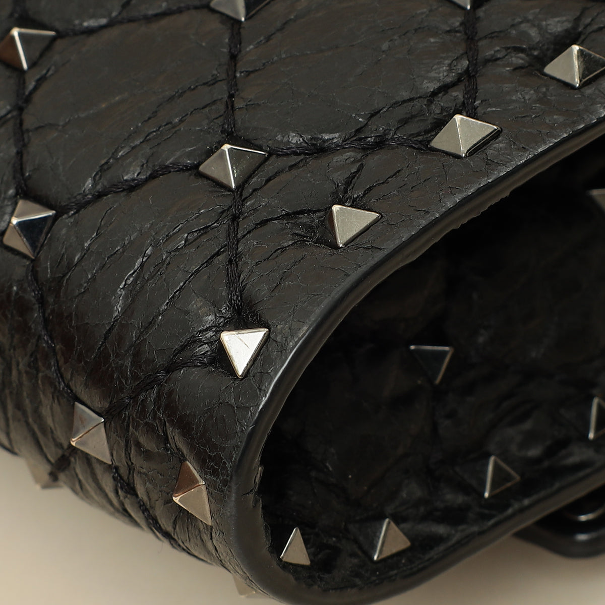 Valentino Black Rockstud Spike Chain Clutch Bag-Valentino-THE CLOSET