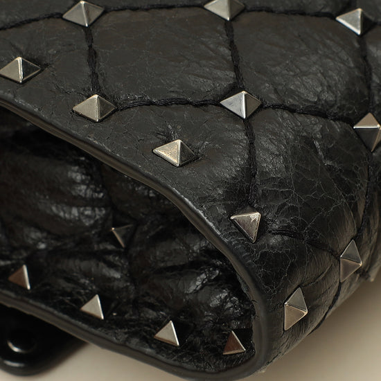 Valentino Black Rockstud Spike Chain Clutch Bag-Valentino-THE CLOSET