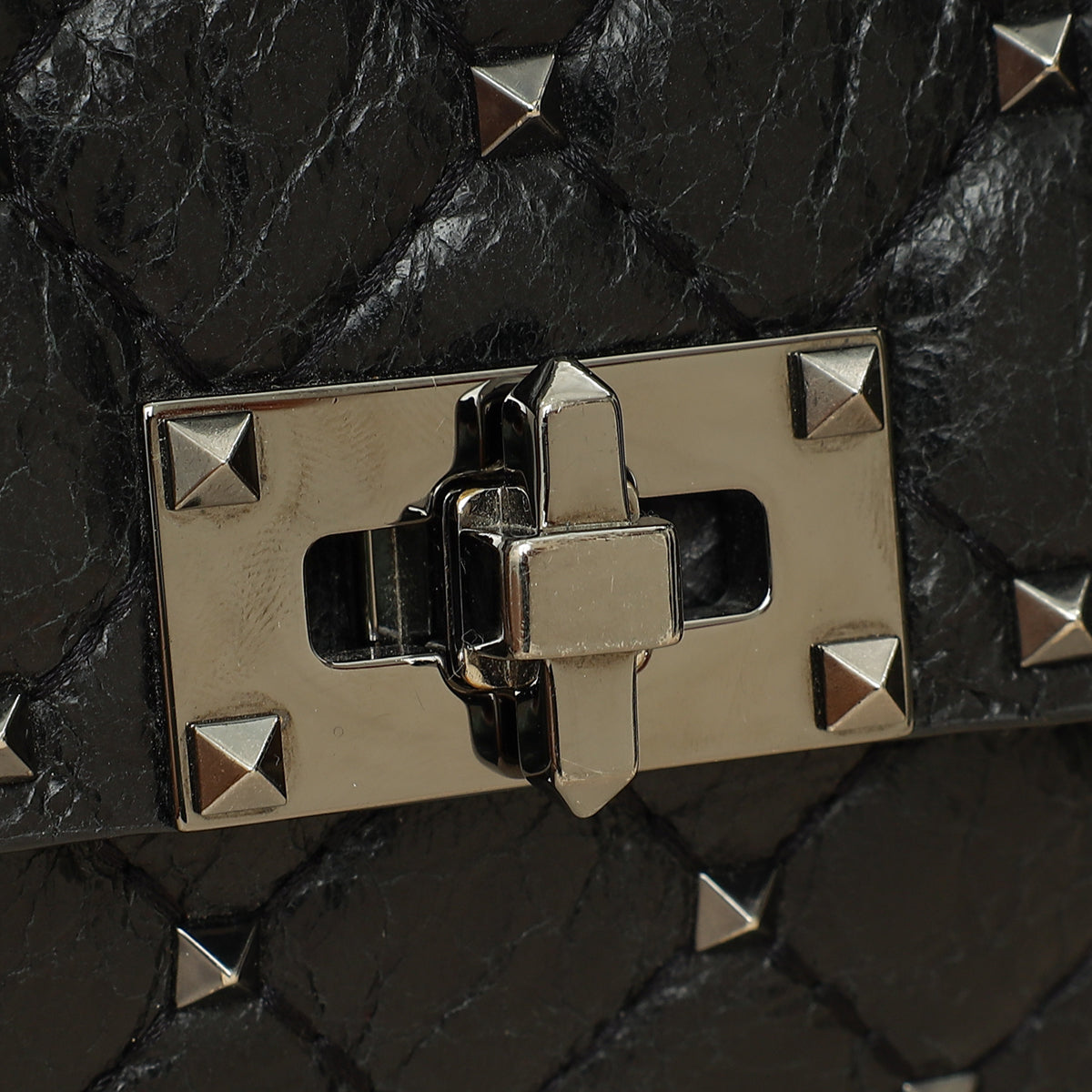 Valentino Black Rockstud Spike Chain Clutch Bag-Valentino-THE CLOSET