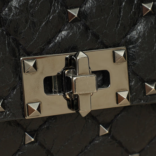 Valentino Black Rockstud Spike Chain Clutch Bag-Valentino-THE CLOSET
