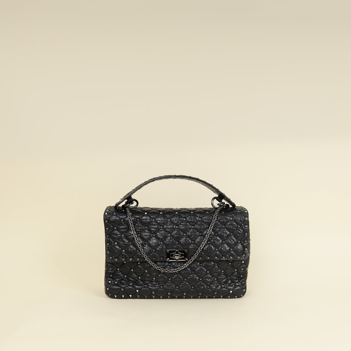 Valentino Black Spike Rockstud Shoulder Bag-Valentino-THE CLOSET