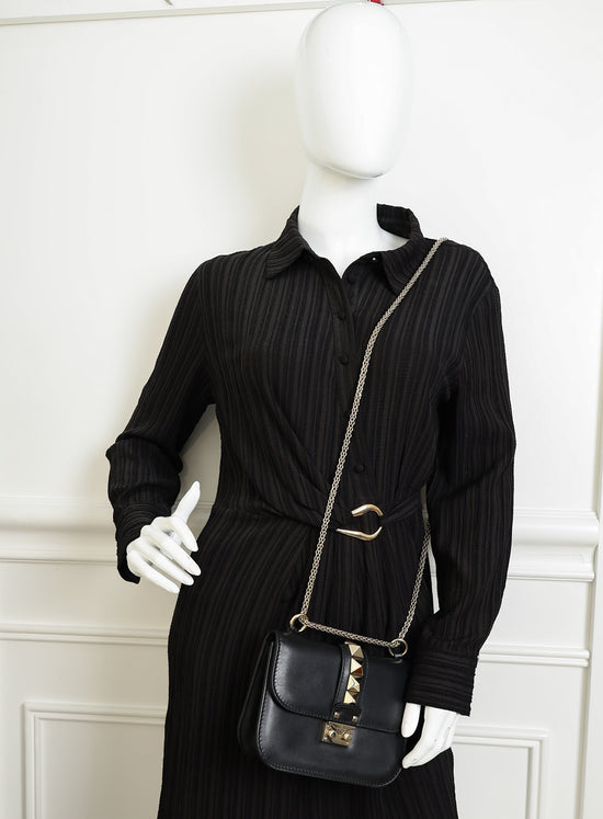 Valentino Black Glam Lock Small Shoulder Bag