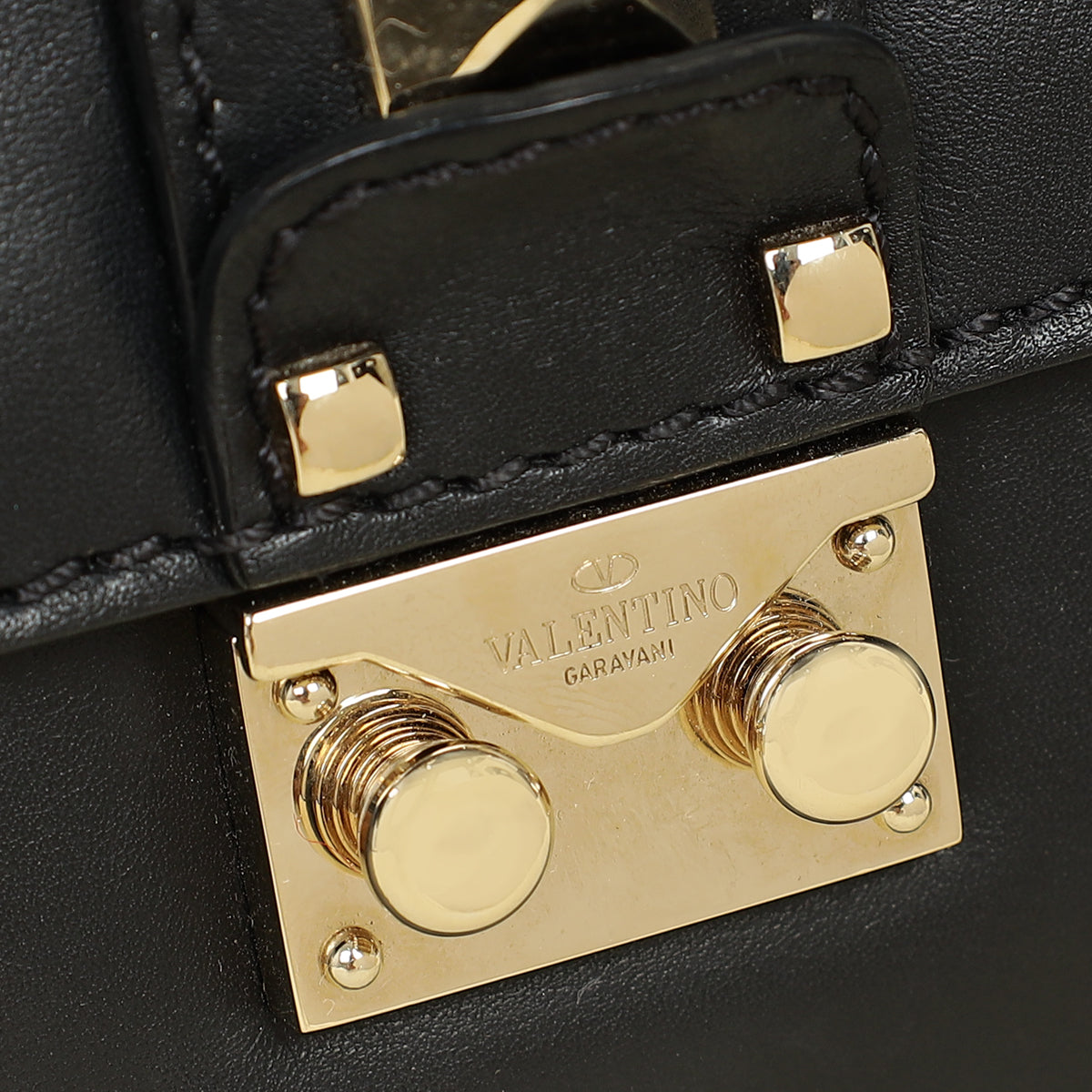 Valentino Black Glam Lock Small Shoulder Bag