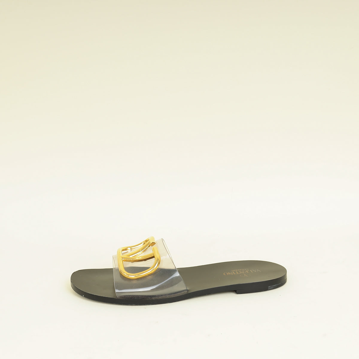 Valentino Black PVC Transparent VLogo Flat Slides 36