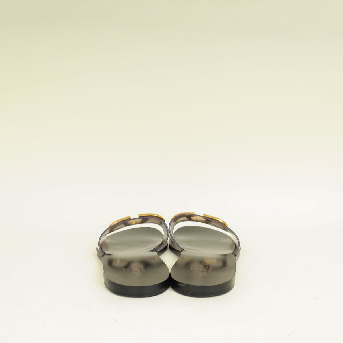 Valentino Black PVC Transparent VLogo Flat Slides 36