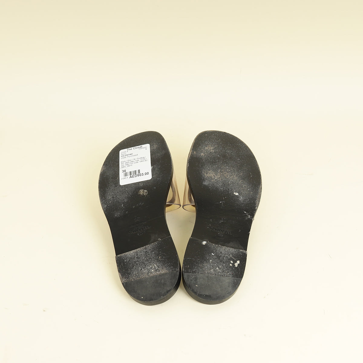 Valentino Black PVC Transparent VLogo Flat Slides 36