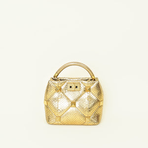 Valentino Metallic Gold Roman Stud Small The Handle Bag