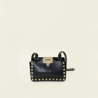 Valentino Shiny Black Rockstud Mobile Crossbody Bag