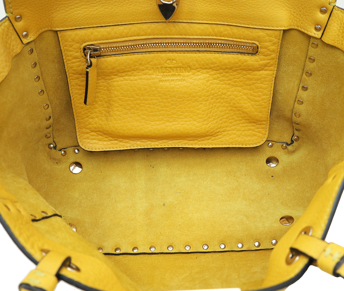Valentino Yellow Vitello Rockstud Small Bag