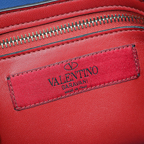 Valentino Blue Nappa Rockstud Spike Medium Flap Bag