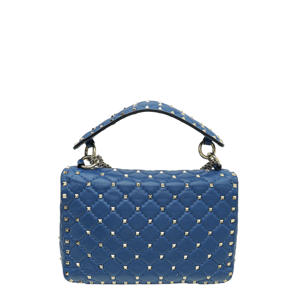 Valentino Blue Nappa Rockstud Spike Medium Flap Bag-Valentino-THE CLOSET