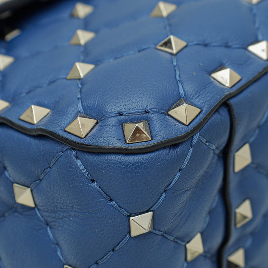 Valentino Blue Nappa Rockstud Spike Medium Flap Bag