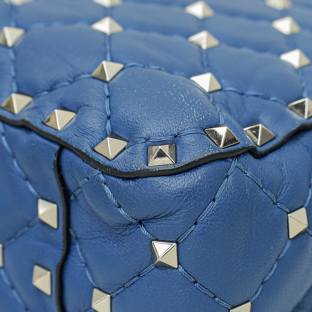 Valentino Blue Nappa Rockstud Spike Medium Flap Bag