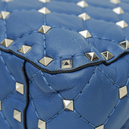 Valentino Blue Nappa Rockstud Spike Medium Flap Bag