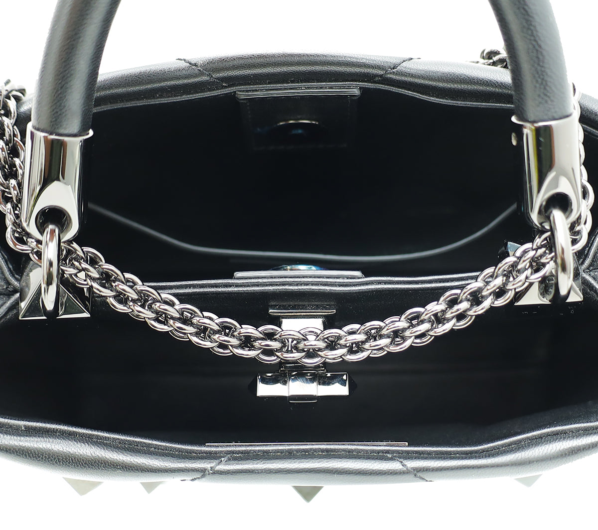 Valentino Black Roman Stud The Handle Small Bag