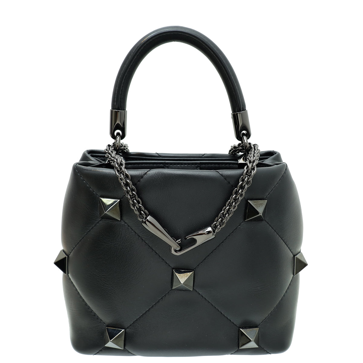 Valentino Black Roman Stud The Handle Small Bag-Valentino-THE CLOSET