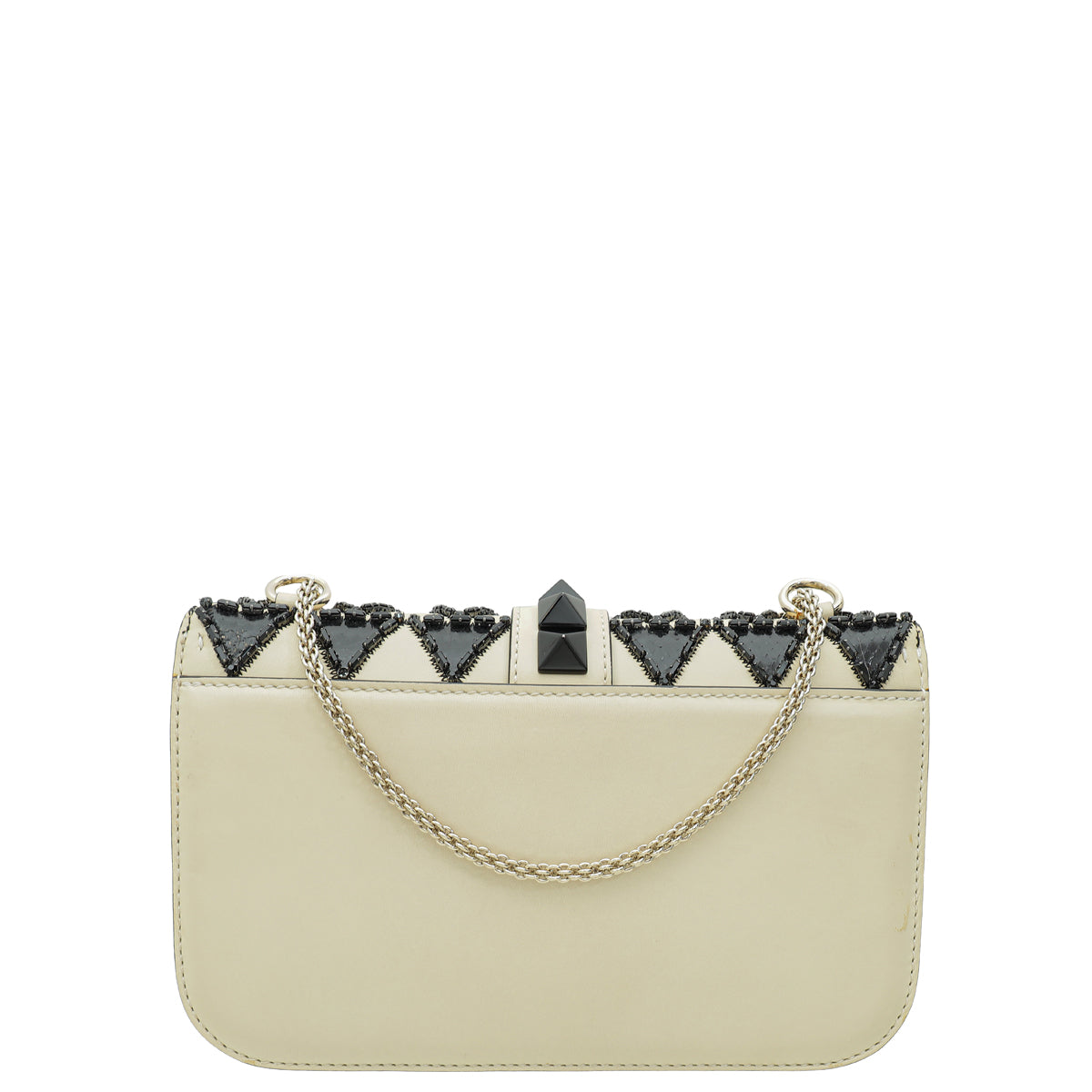 Valentino Bicolor Glam Lock Monochrome Geometric Beaded Medium Bag