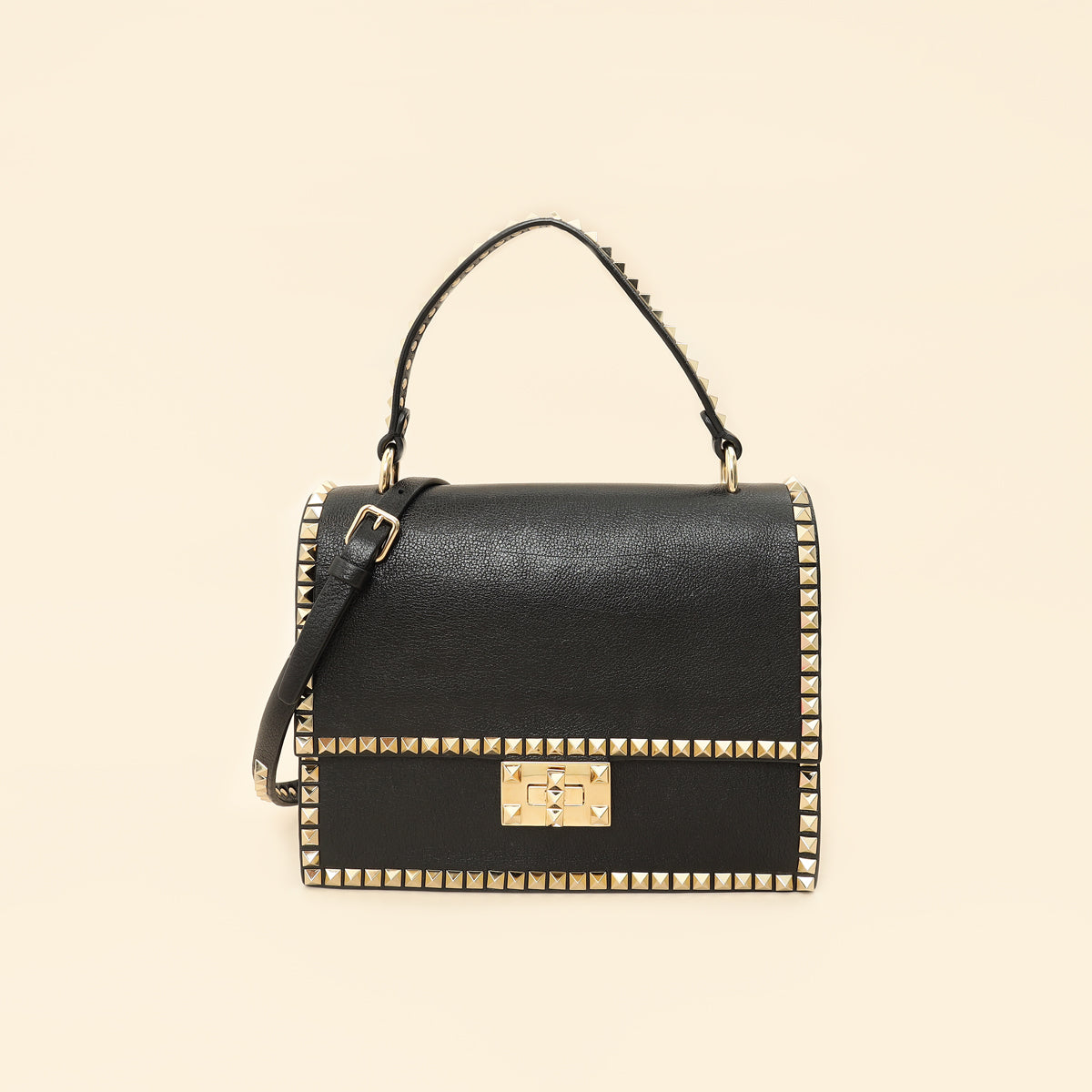 Valentino Black Rockstud No Limit Top Handle Bag-Valentino-THE CLOSET