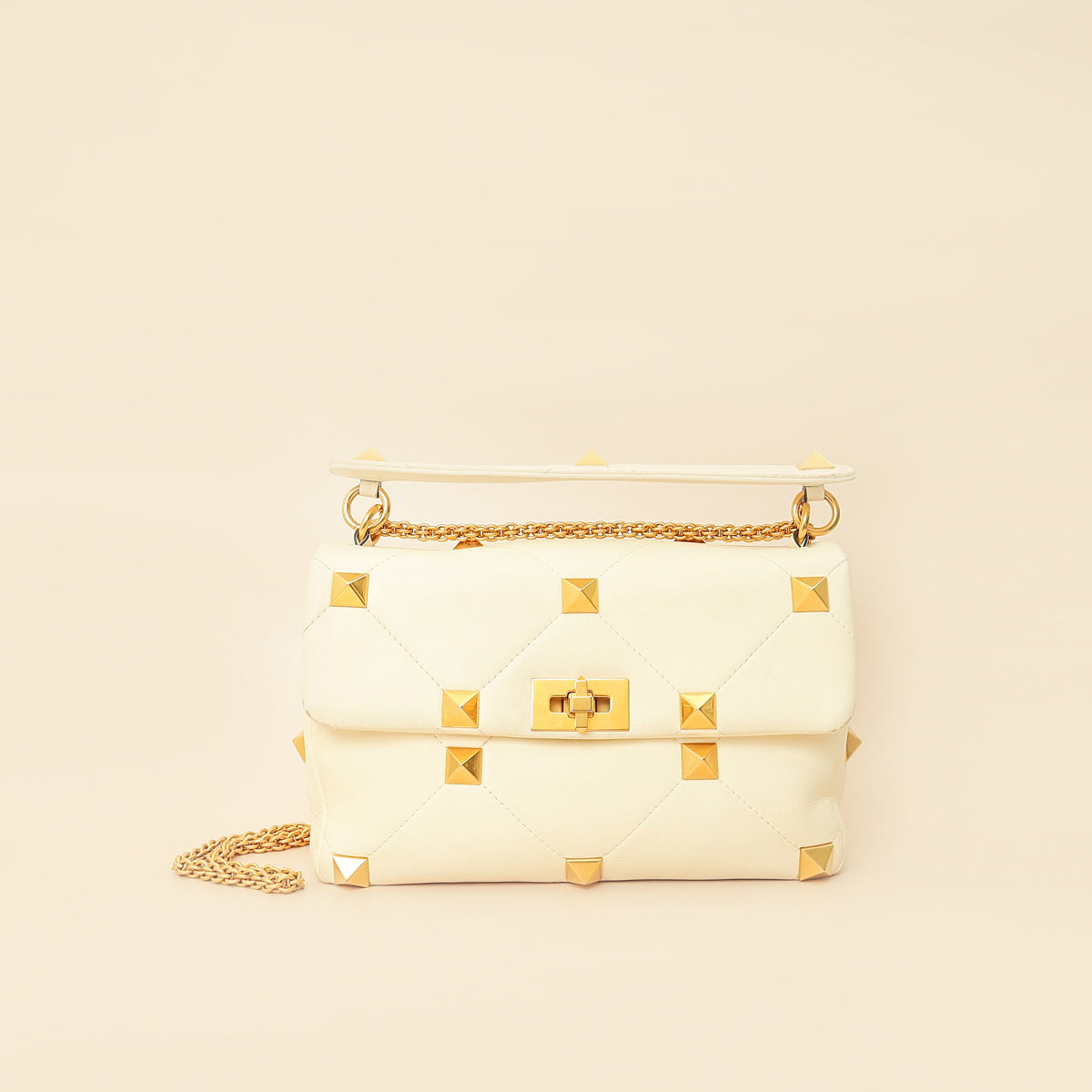 Valentino Ivory Roman Stud The Shoulder Bag-Valentino-THE CLOSET