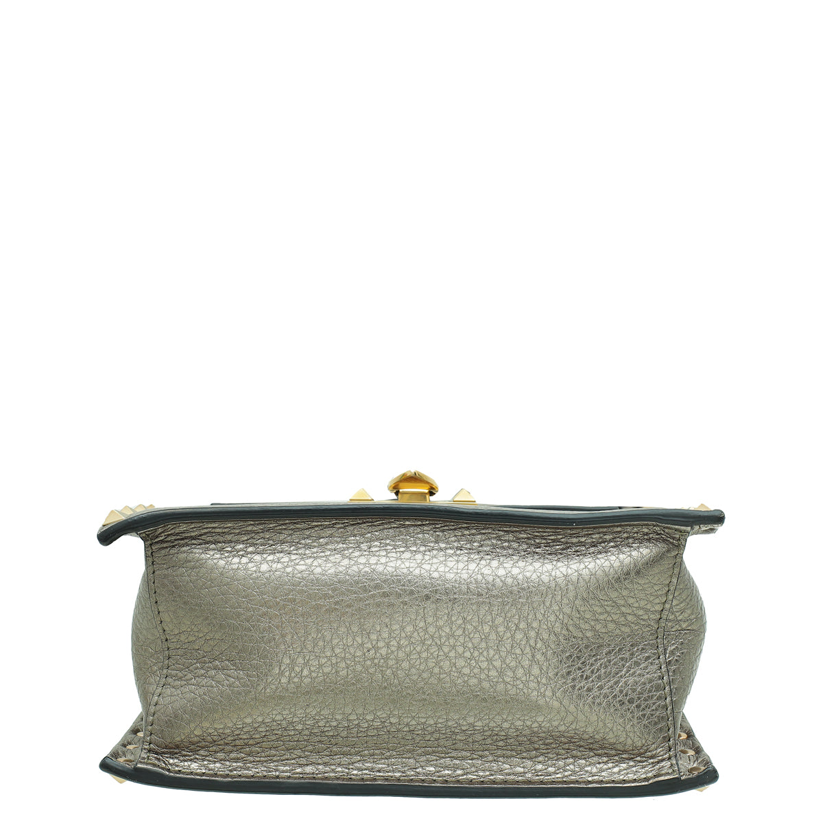 Valentino Metallic Greyish Olive Rockstud Top Handle Convertible Flap Bag