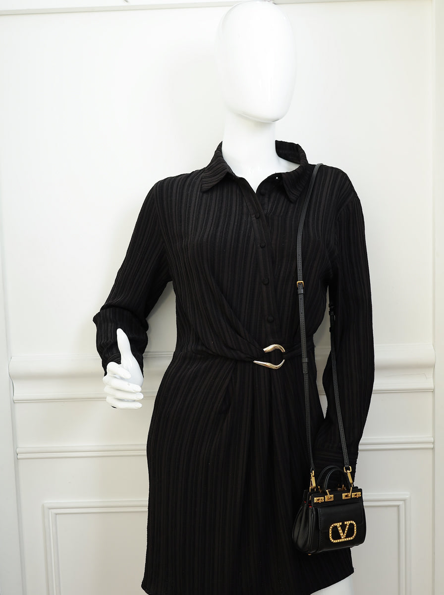 Valentino Black Micro Rockstud Alcove Bag