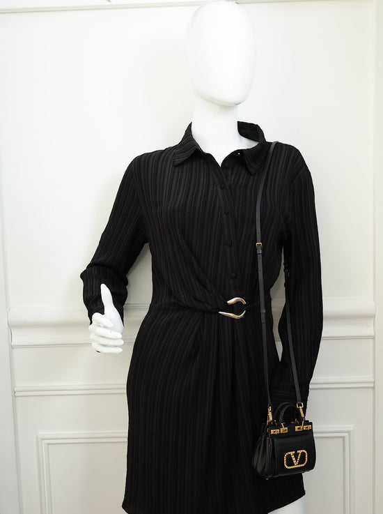 Valentino Black Micro Rockstud Alcove Bag