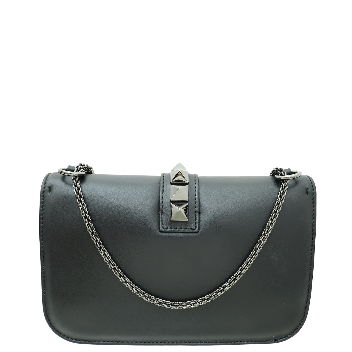 Valentino Black Noir Glam Lock Rockstud Medium Chain Bag-Valentino-THE CLOSET