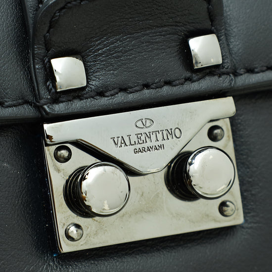 Valentino  Black Noir Glam Lock Rockstud Medium Chain Bag