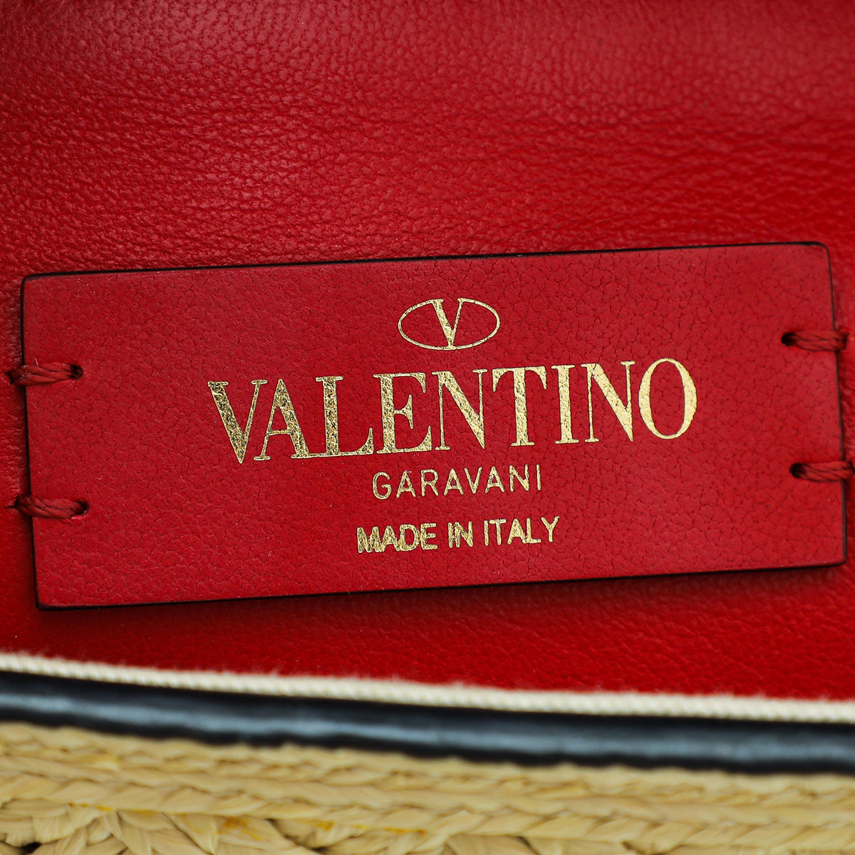 Valentino Bicolor Raffia & Calf Rockstud Crossbody Bag