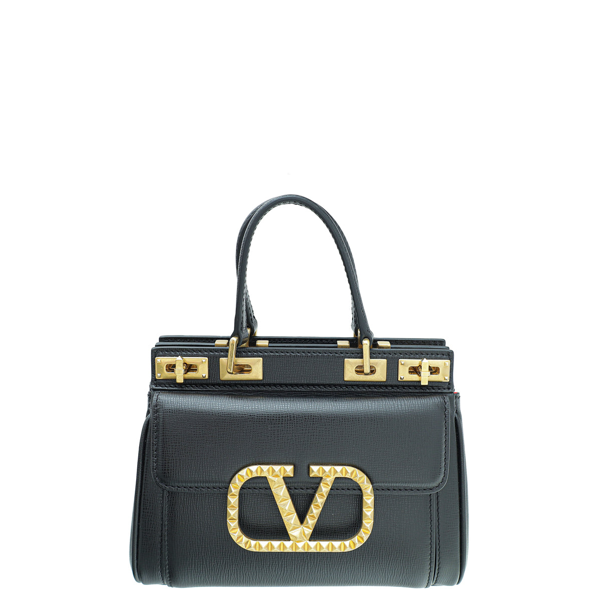 Valentino Black Mini Rockstud Alcove Top-Handle Bag-Valentino-THE CLOSET