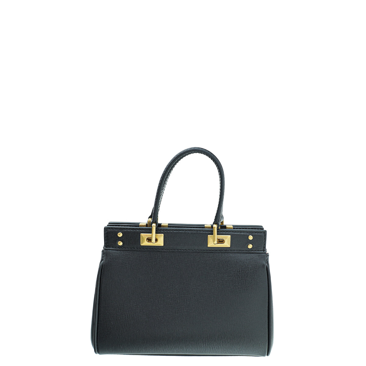 Valentino Black Mini Rockstud Alcove Top-Handle Bag-Valentino-THE CLOSET
