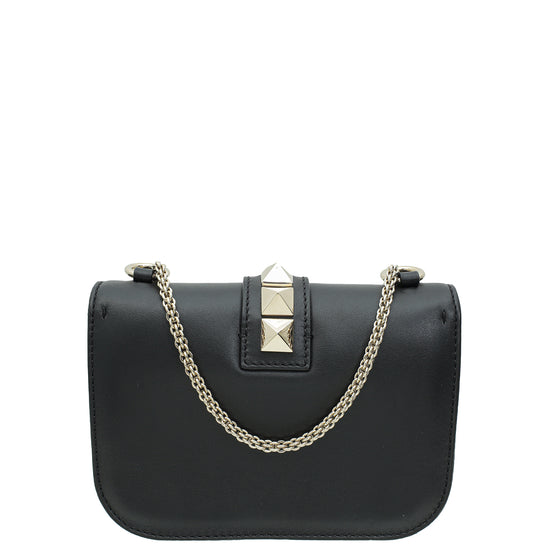 Valentino Black Rockstud Glam Lock Flap Small Bag