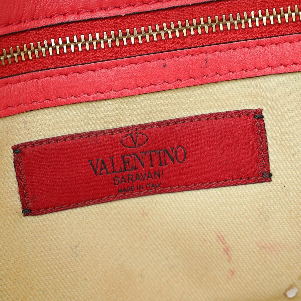 Valentino Red Glam Lock Rockstud Small Shoulder Bag